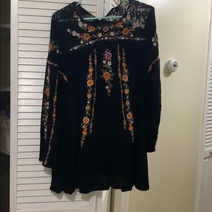 Black floral long sleeve dress